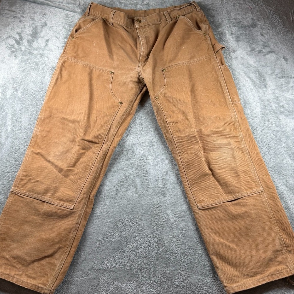 Carhartt B01 BRN Double Knee Dungaree 38x30 USA Work Pants Distressed
